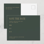 Trending Modern Olive Green Wedding SAVE the DATE Briefkaart (Voorkant / Achterkant)