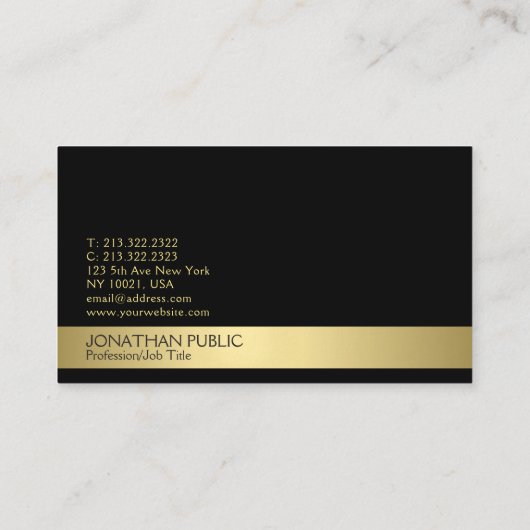 Trending Modern Professional Elegant Black Gold Visitekaartje (Achterkant)