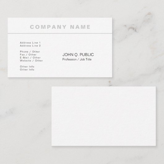 Trending Modern Professional Elegant Plain Visitekaartje (Voorkant / Achterkant)