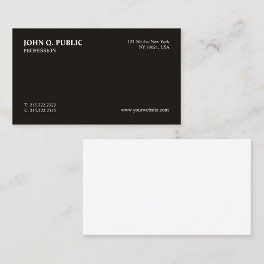 Trending Modern Professioneel Zwart Wit Slank Visitekaartje (Voorkant / Achterkant)
