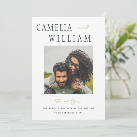 Trending Modern Wedding DANK JE FOTO-uitnodiging Kaart (Staand voorkant)