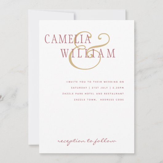 Trending Modern Wedding Dusty Roos Pink Gold Invit Kaart (Voorkant)