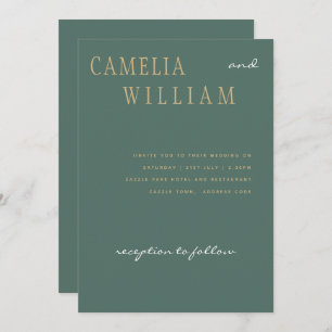 Trending Modern Wedding Sage Zee Glass Green Gold Kaart
