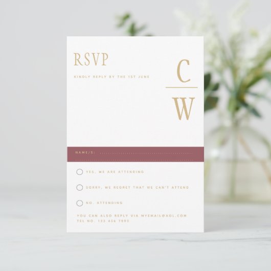Trending Moderne Roos Pink Gold Wedding RSVP (Staand voorkant)