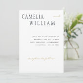 Trending Moderne Trouwdag Middenblauw Gouden Tekst Kaart (Staand voorkant)