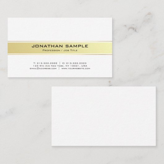Trending Moderne Wit en Goud Professionele Matte Visitekaartje (Voorkant / Achterkant)