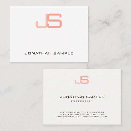 Trending Monogram Modern Elegant Sjabloon Visitekaartje (Voorkant / Achterkant)