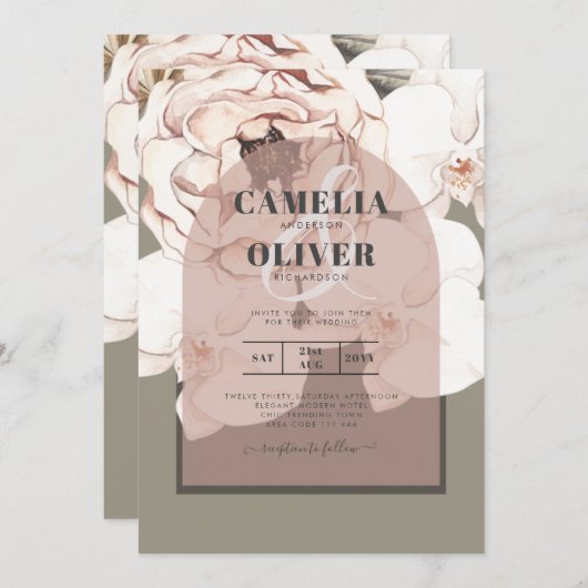 Trending MOSS BLUSH TROUW Sage Stof Roze Kaart (Voorkant / Achterkant)