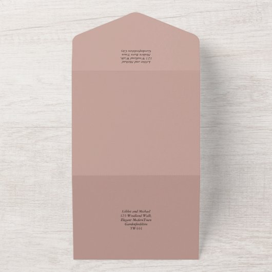 Trending MOSS BLUSH WEDDING Sage Dusty Pink All In One Uitnodiging (Buitenkant)