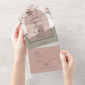 Trending MOSS BLUSH WEDDING Sage Dusty Pink All In One Uitnodiging (Afscheurbaar)