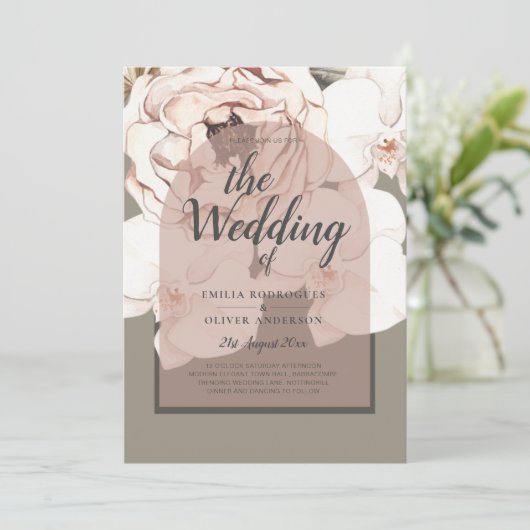 Trending MOSS BLUSH WEDDING Sage Dusty Pink Kaart (Staand voorkant)