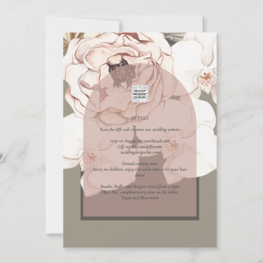 Trending MOSS BLUSH WEDDING Sage Dusty Pink Kaart (Achterkant)