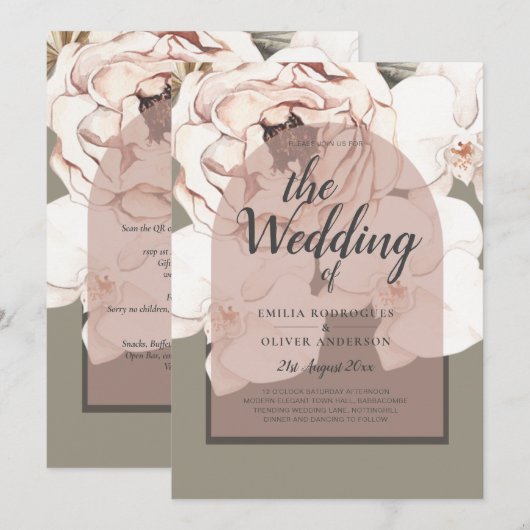 Trending MOSS BLUSH WEDDING Sage Dusty Pink Kaart (Voorkant / Achterkant)