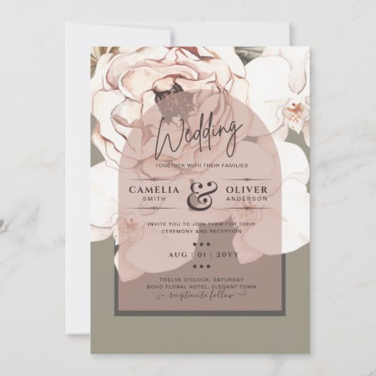 Trending MOSS BLUSH WEDDING Sage Dusty Pink Kaart (Voorkant)