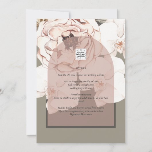 Trending MOSS BLUSH WEDDING Sage Dusty Pink Kaart (Achterkant)