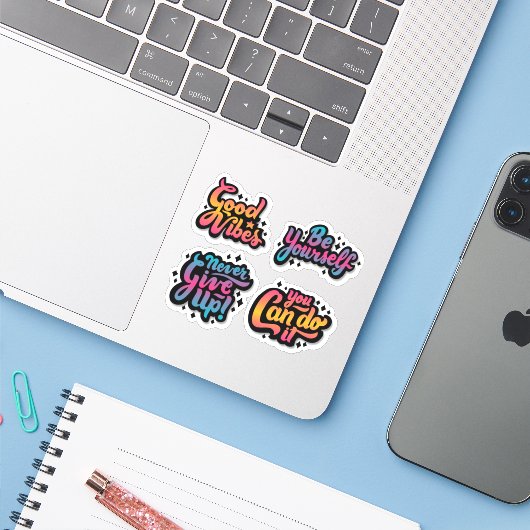 trending motivatie quotes sticker pack (Laptop met iPhone)