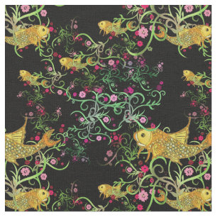 Trending Oosterse stijl Koi en Bloemen Patroon Stof