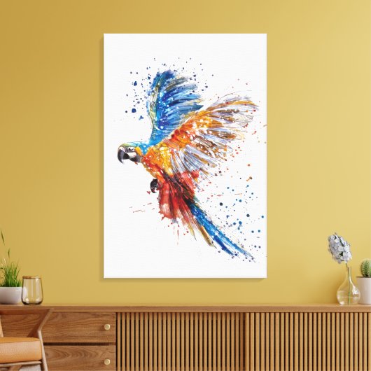 Trending Parrot Waterverf Stretted Canvas Print (Insitu (Woonkamer))
