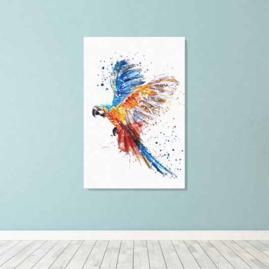 Trending Parrot Waterverf Stretted Canvas Print (Insitu (Houten vloer))