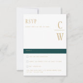 Trending Peacock BLAUWGROEN Green Gold Wedding RSV RSVP Kaartje (Voorkant)