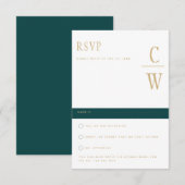 Trending Peacock BLAUWGROEN Green Gold Wedding RSV RSVP Kaartje (Voorkant / Achterkant)