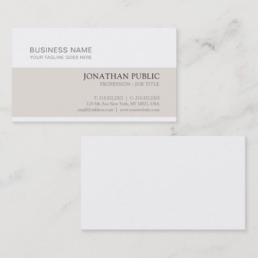 Trending Professioneel Modern Clean Chic Plain Lux Visitekaartje (Voorkant / Achterkant)