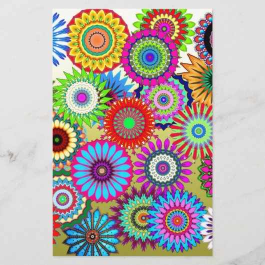 Trending Psychadelische Bloem Power Print Accessoi Briefpapier (Voorkant)