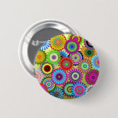 Trending Psychadelische Bloem Power Print Accessoi Ronde Button 5,7 Cm (Voorkant /achterkant)