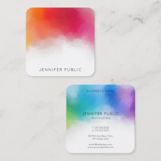 Trending Rainbow-kleuren Moderne kleurrijke Abstra Vierkante Visitekaartje (Voorkant / Achterkant)