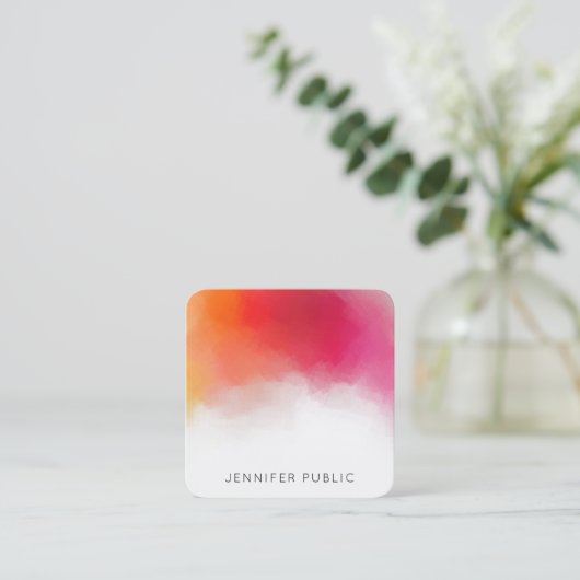 Trending Rainbow-kleuren Moderne kleurrijke Abstra Vierkante Visitekaartje (Staand voorkant)