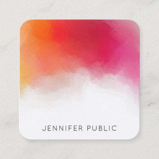 Trending Rainbow-kleuren Moderne kleurrijke Abstra Vierkante Visitekaartje (Voorkant)