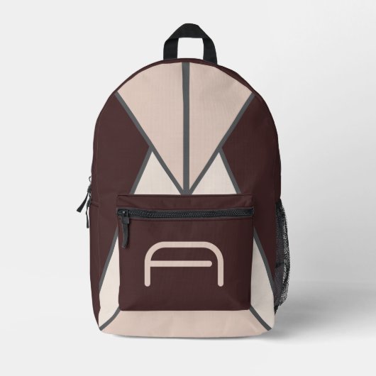 Trending Retro Pruim Geometrische Monogram Rugzak (Voorkant)