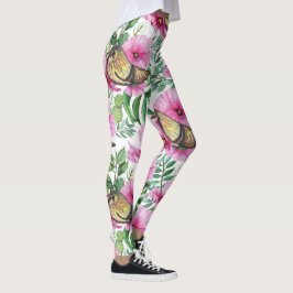 Trending Rood, Paarse & Vogels Natuur Bloemen Leggings