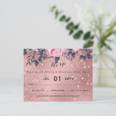Trending ROSEGOLD Wedding Pink Navy Metallic Briefkaart (Staand voorkant)
