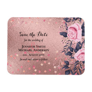 Trending ROSEGOLD Wedding Pink Navy Metallic Magneet