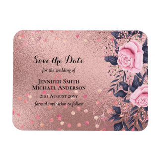 Trending ROSEGOLD Wedding Pink Navy Metallic Magneet