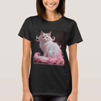 Trending Roze Witte Japanse Kitsune Vos Portret T-shirt