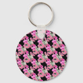 Trending Roze zwart bloemmotief accessoires Sleutelhanger (Voorkant)