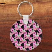 Trending Roze zwart bloemmotief accessoires Sleutelhanger (Voorkant)