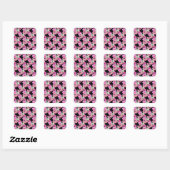Trending Roze zwart bloemmotief accessoires Vierkante Sticker (Vel)