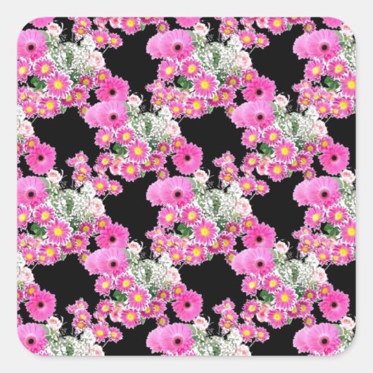 Trending Roze zwart bloemmotief accessoires Vierkante Sticker (Voorkant)