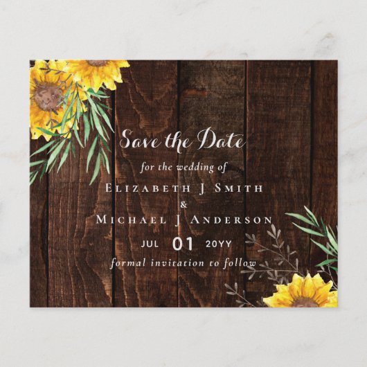 Trending Rustic Wedding Save Date Sunflower Flyer (Voorkant)