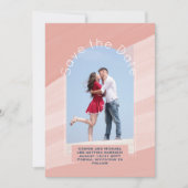 Trending Save the Date | Foto Roze Roze Strepen Kaart (Voorkant)