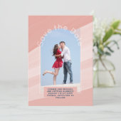 Trending Save the Date | Foto Roze Roze Strepen Kaart (Staand voorkant)