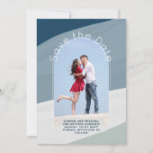 Trending Save the Date | Foto Stof Blauwe Strepen Kaart (Voorkant)