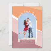 Trending Save the Date | Foto Stof Roze Oranje Kaart (Voorkant)