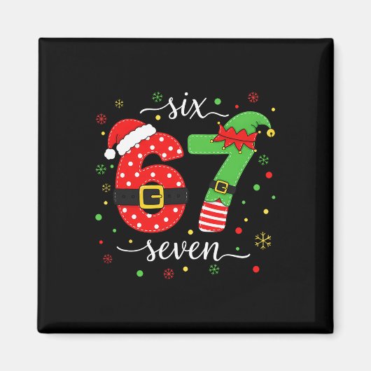 Trending Six Seven Meme Kerstmis 67 Xmas Mannen Vr Magneet (Voorkant)