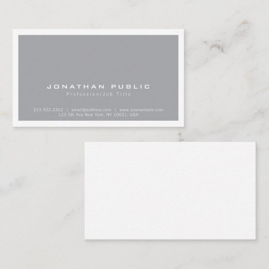 Trending Stijlvolle Moderne Minimalistische Grijze Visitekaartje (Voorkant / Achterkant)