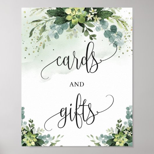 Trending succulente eucalyptuskaarten en cadeausch poster (Voorkant)