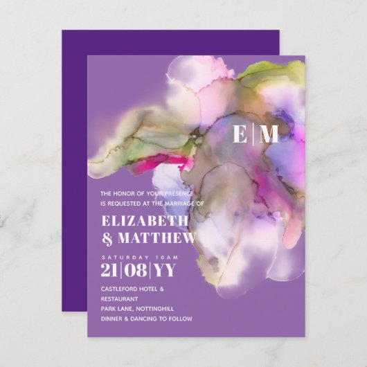 Trending Technicolor Waterverf Wedding Invites (Voorkant / Achterkant)